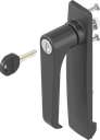 capotage long avec poignée bec de cane clé différente, polyamide noir et zamak époxy noir
