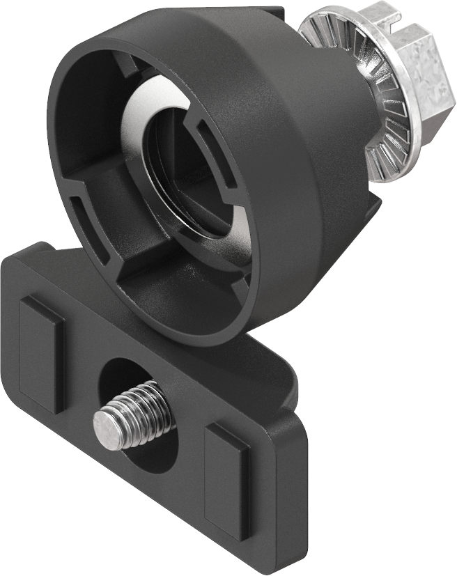 Sluitlipadapter met montagebeugel, PBT GF en polyamide GF zwart
