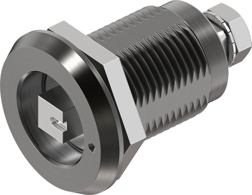 Chiusura 1/4 di giro a compressione quadro 7 con riferimento, versione sinistra, alluminio anodizzato solido e acciaio inox AISI 316