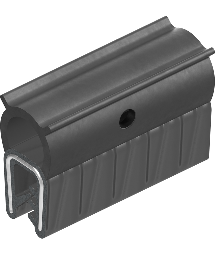 Perfil de junta de material de protección contra incendios para montaje a presión, caucho microporoso EPDM; perfil base EPDM 60 ± 5 Shore A negro