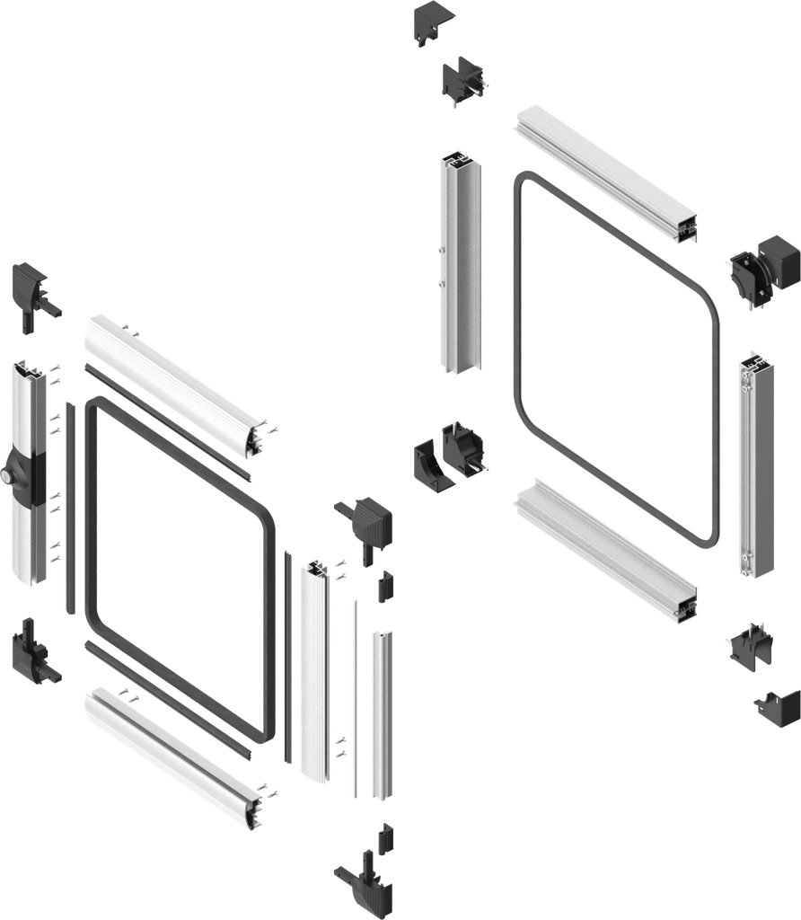 Ventana EMKA Proflex, kit de montaje, aluminio anodizado