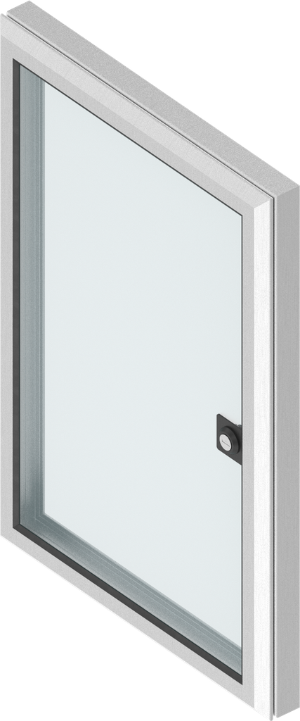 finestra in alluminio con cornice di 30 mm con chiusura 1/4 di giro con cilindro frontale chiave EK 333, alluminio anodizzato
