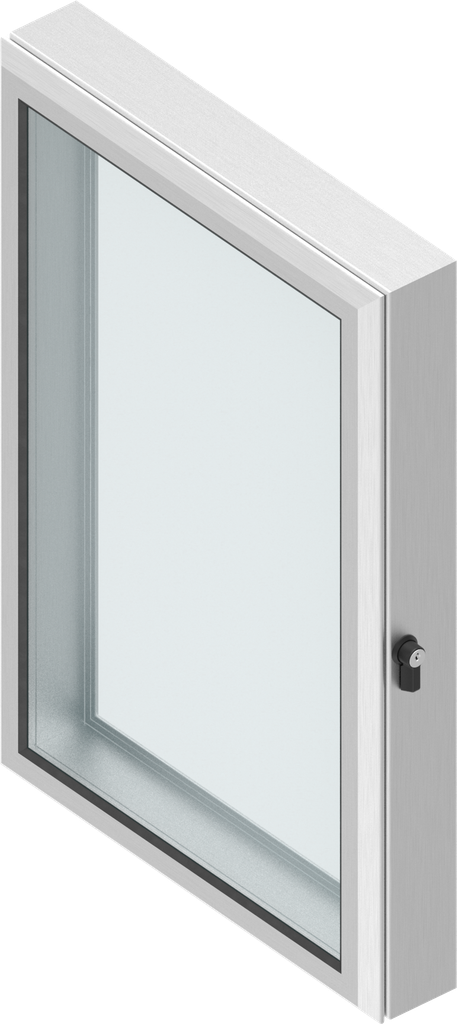 finestra in alluminio con cornice di 61 mm con chiusura 1/4 di giro con presa a farfalla laterale chiave 2233X, alluminio anodizzato
