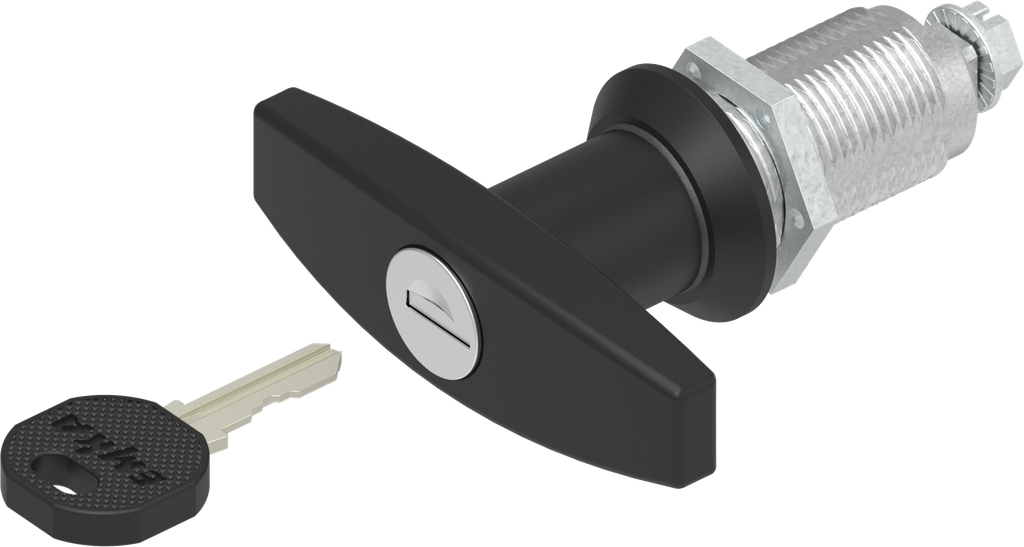 Cuarto de vuelta con asa en T, llave EK 333, zamak recubierto de polvo negro