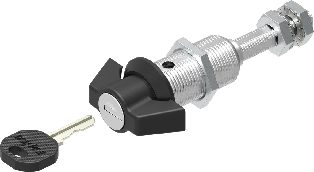 Compression latch with wing knob and adjustable cam height, keyed EK 333, Zinc die black powder-coated