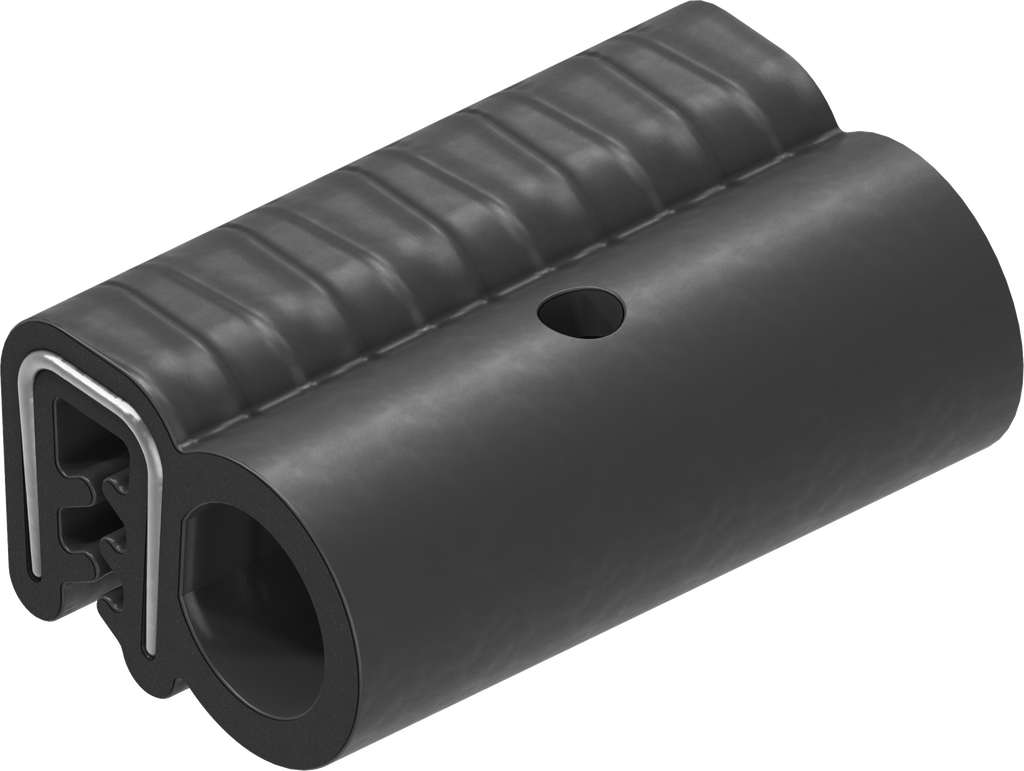 Sealing profile made of fire protection material, self-clamping, Foam rubber EPDM; clamping profile foam rubber EPDM black