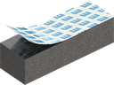 Zellgummi 8 x 10 mm, CR schwarz dehnungsfrei und selbstklebende Montagehilfe