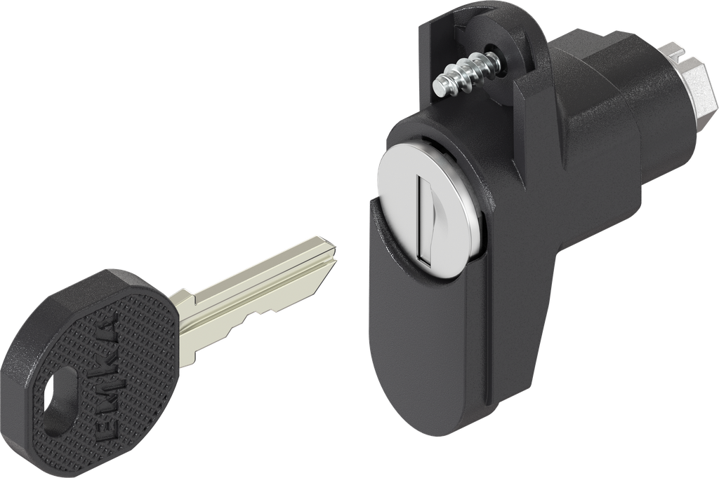 Locking set with round cylinder, keyed EK 333, Polyamide GF black