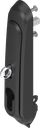 Maniglia girevole con riscontro e modulo per profilo mezzo-cilindro 40 mm (A = 30 mm) e per lucchetto, poliammide GF nero
