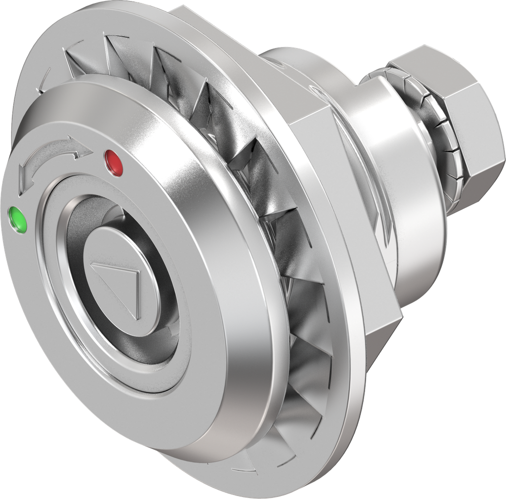Chiusura 1/4 di giro tubolare con riferimento, versione destra, acciaio inox AISI 303