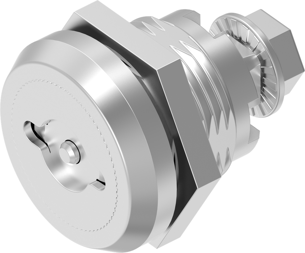 Chiusura 1/4 di giro di sicurezza doppia aletta 3 versione sinistra con copriforo antipolvere, acciaio inox AISI 303