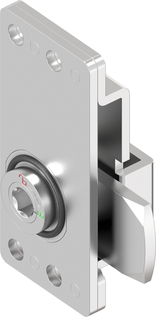 Chiusura 1/4 di giro di sicurezza per linguetta con esagono interno 8 con riferimento rosso-verde, acciaio inox AISI 304